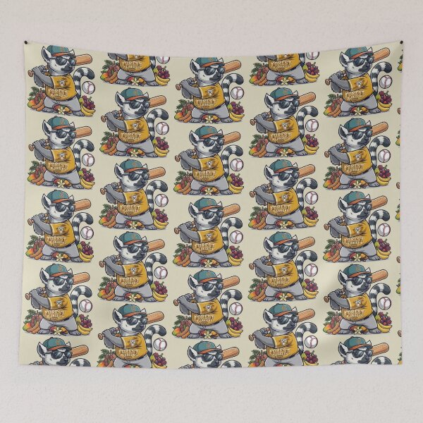 Item preview, Forest Sluggers – Tropical Lemur Baseball Art designed and sold by Dogandesighn.