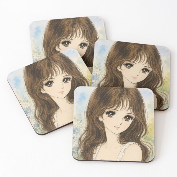 Item preview, Dreamy Brunette Anime Girl Watercolor Art | Soft Shoujo Aesthetic Illustration designed and sold by Bara Lune Design .