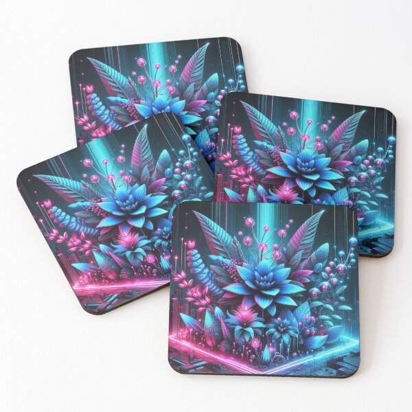Item preview, Cyber Garden – Futuristic Neon Botanical Art designed and sold by Dogandesighn.