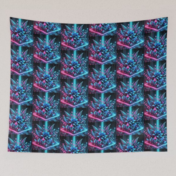Item preview, Cyber Garden – Futuristic Neon Botanical Art designed and sold by Dogandesighn.