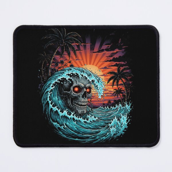 Item preview, Skull Wave Sunset – Dark Ocean Surf Graphic designed and sold by printedartgoods.
