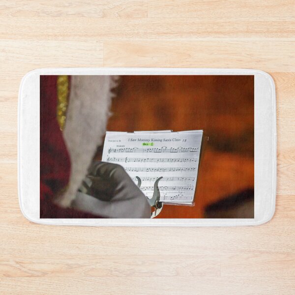 Item preview, Santa Musician Holding 'I Saw Mommy Kissing Santa Claus' Sheet Music While Playing Trumpet designed and sold by Nmallia.