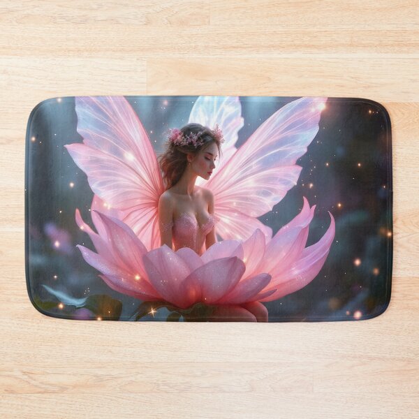 Item preview, Enchanting Pink Fairy Sitting on Flower Fantasy Art designed and sold by DreamyWallVibes.