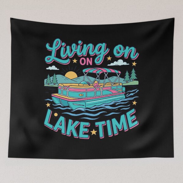 Item preview, Living on Lake Time Cute Pontoon Boat Summer designed and sold by KroghDs.