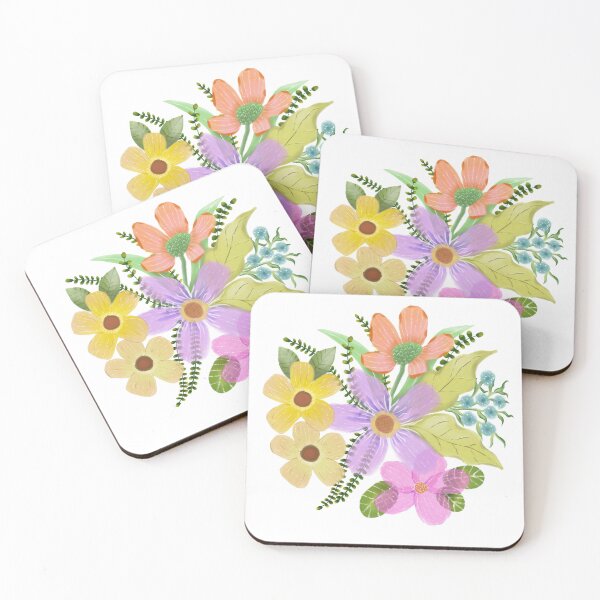 Aperçu de l'œuvre Bouquet de fleurs pastel, fleurs sauvages épanouies créée et vendue par thecoloursandme.