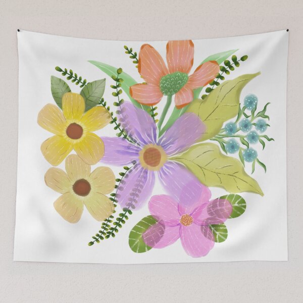 Item preview, Pastel Flowers Garden Bouquet Blooming Wildflowers designed and sold by thecoloursandme.