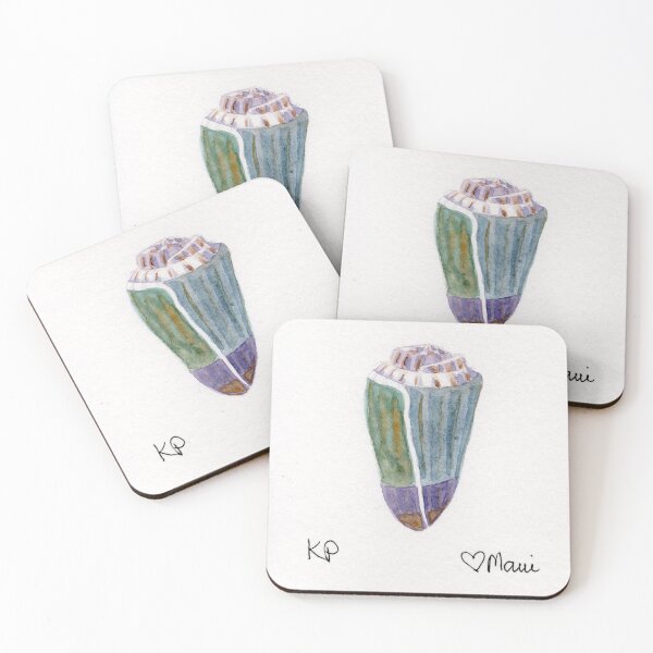 Item preview, Watercolor painting of a colorful cone shell. designed and sold by KPierceArt.