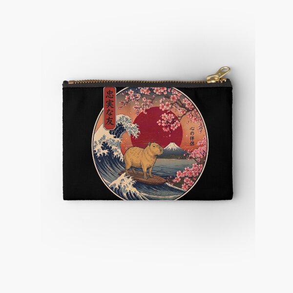 Item preview, Funny Capybara Kanagawa Wave Japanese Mt Fuji Cherry Blossom designed and sold by FurryHavenPH.