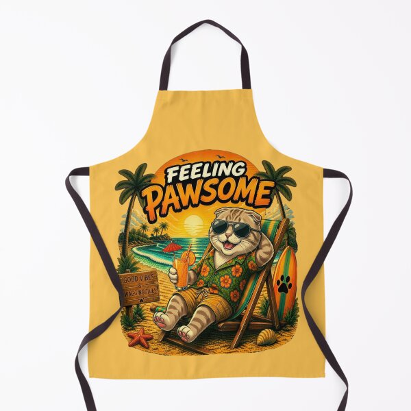 Item preview, Funny Scottish Fold Cat Beach Design – Feeling Pawsome Summer Vibes Vacation Dog designed and sold by PixelsPaws.