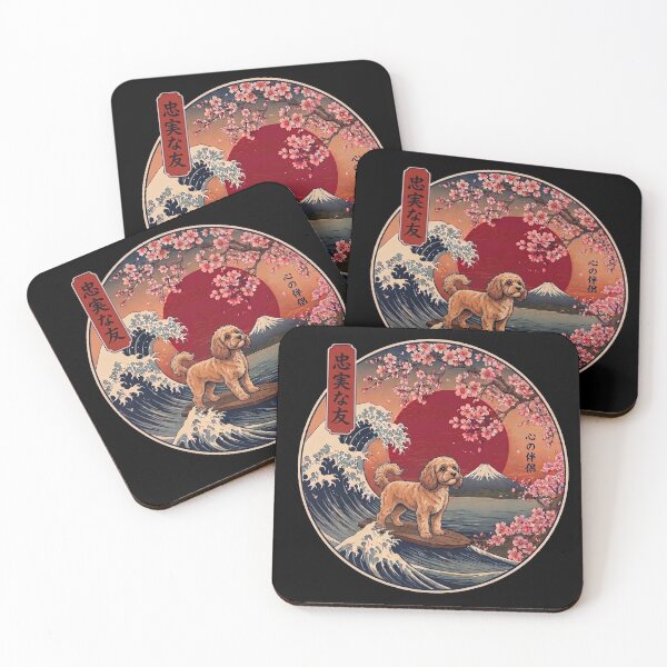 Item preview, Funny Cavapoo Kanagawa Wave Japanese Mt Fuji Cherry Blossom designed and sold by FurryHavenPH.
