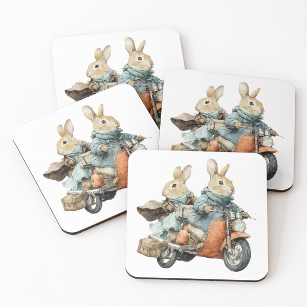 Item preview, Cozy Rabbit Scooter Ride Storybook Watercolor Art designed and sold by AtlantiqArt.
