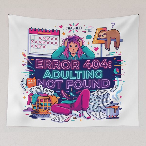 Item preview, 404 error, millennial life, adulting, growing up, funny adulting designed and sold by TrueArtVibes.