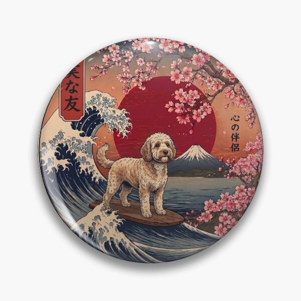 Item preview, Funny Cockapoo Kanagawa Wave Japanese Mt Fuji Cherry Blossom designed and sold by FurryHavenPH.