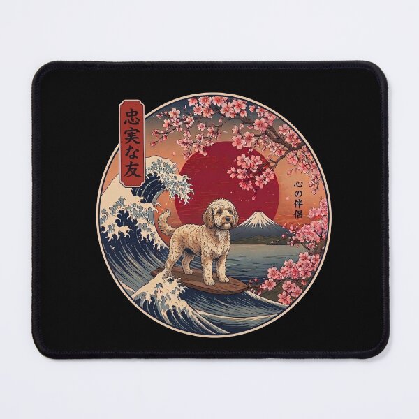 Item preview, Funny Cockapoo Kanagawa Wave Japanese Mt Fuji Cherry Blossom designed and sold by FurryHavenPH.
