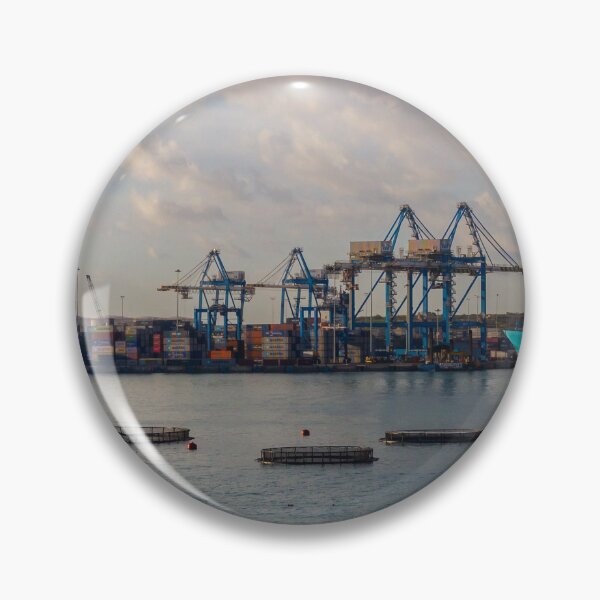 Item preview, Container Port Panorama With Cranes, Cargo Ship and Coastal Terminal at Sunset designed and sold by Nmallia.