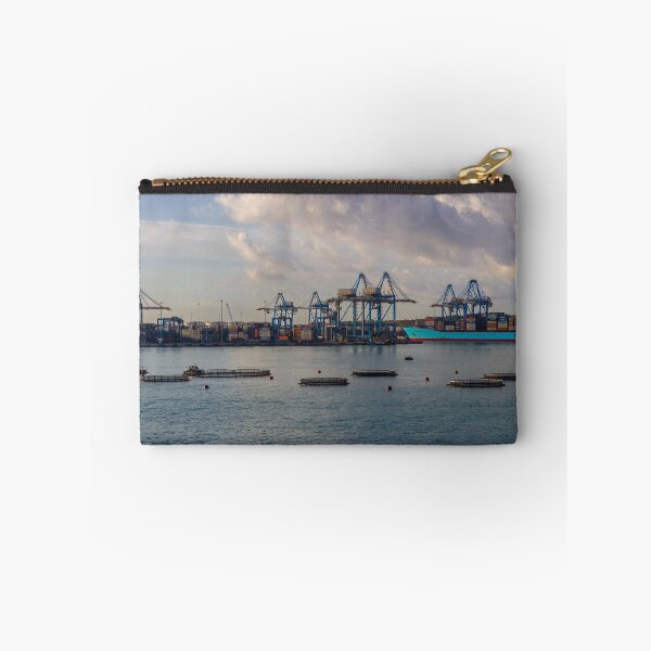 Item preview, Container Port Panorama With Cranes, Cargo Ship and Coastal Terminal at Sunset designed and sold by Nmallia.