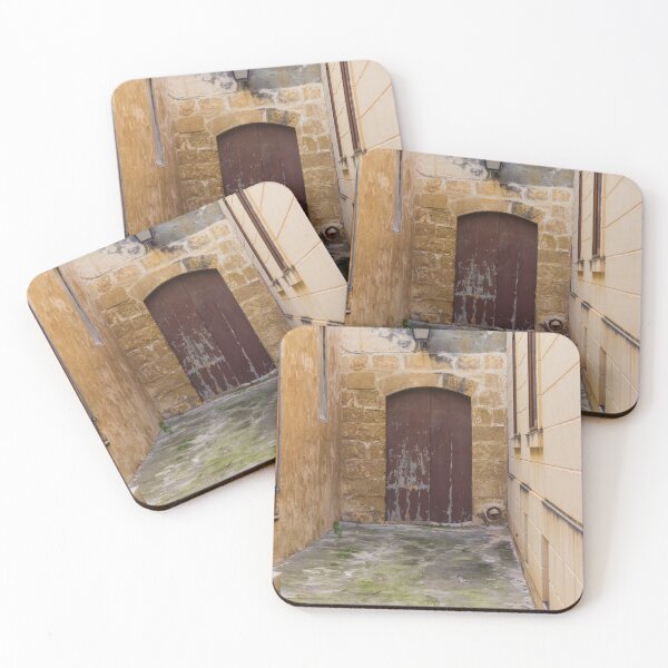 Item preview, Old Stone Alley With Weathered Wooden Door And Lantern in Narrow Rustic Passage designed and sold by Nmallia.