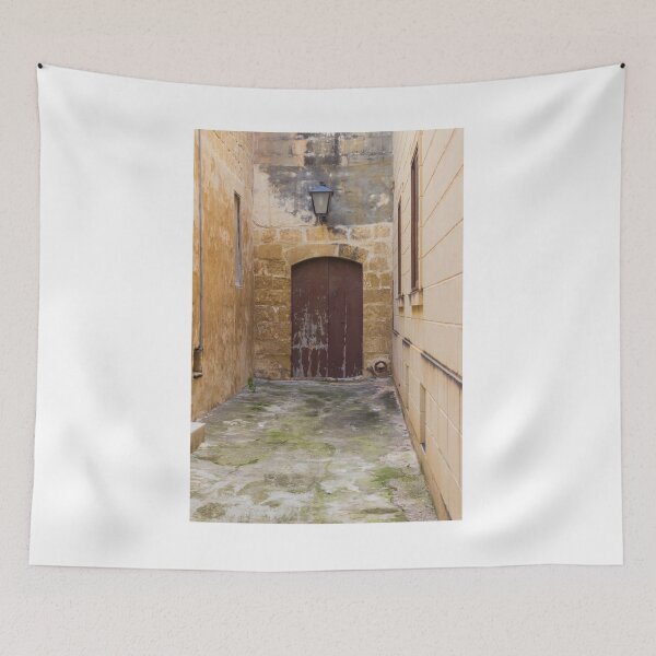 Item preview, Old Stone Alley With Weathered Wooden Door And Lantern in Narrow Rustic Passage designed and sold by Nmallia.