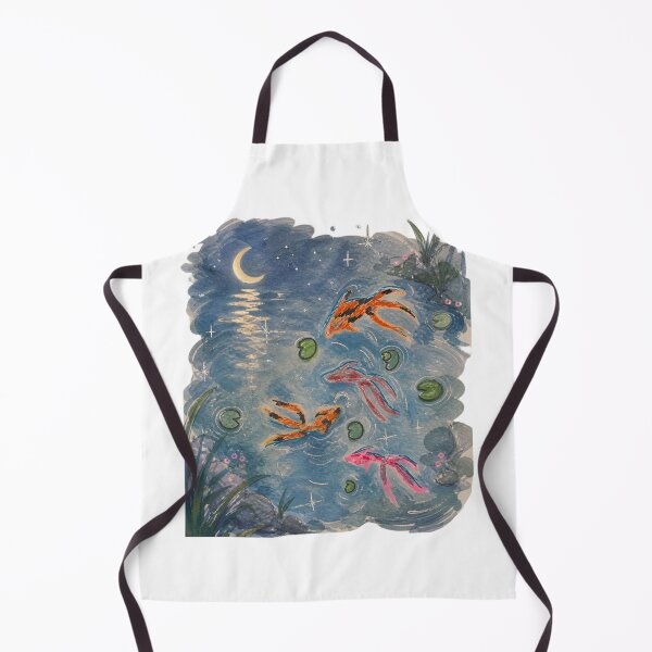 Item preview, Koi Fish Pond by Moonlight — Hand-Drawn Watercolour Japanese Art Print designed and sold by IntertwineCo.