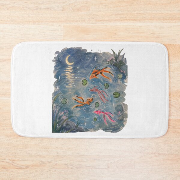 Item preview, Koi Fish Pond by Moonlight — Hand-Drawn Watercolour Japanese Art Print designed and sold by IntertwineCo.