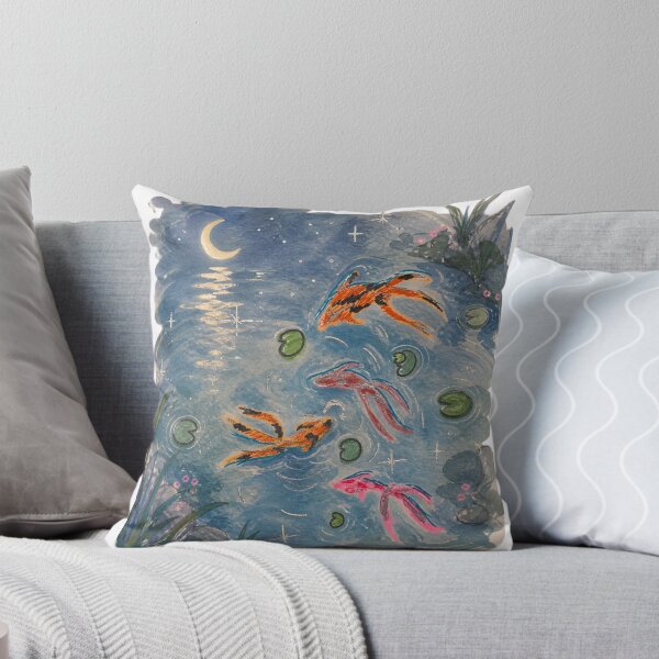 Item preview, Koi Fish Pond by Moonlight — Hand-Drawn Watercolour Japanese Art Print designed and sold by IntertwineCo.