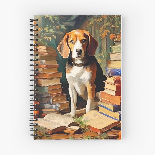 Item preview, A Beagle dog in a cozy library designed and sold by CKWagSwag.