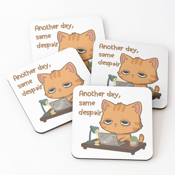 Item preview, Another Day Same Despair Tired Working Ginger Cat designed and sold by HeyGraceArt.