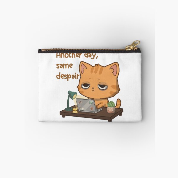 Item preview, Another Day Same Despair Tired Working Ginger Cat designed and sold by HeyGraceArt.