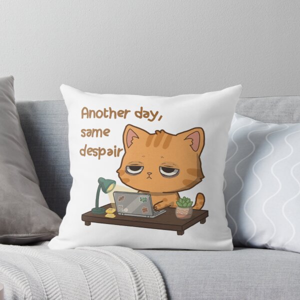 Item preview, Another Day Same Despair Tired Working Ginger Cat designed and sold by HeyGraceArt.
