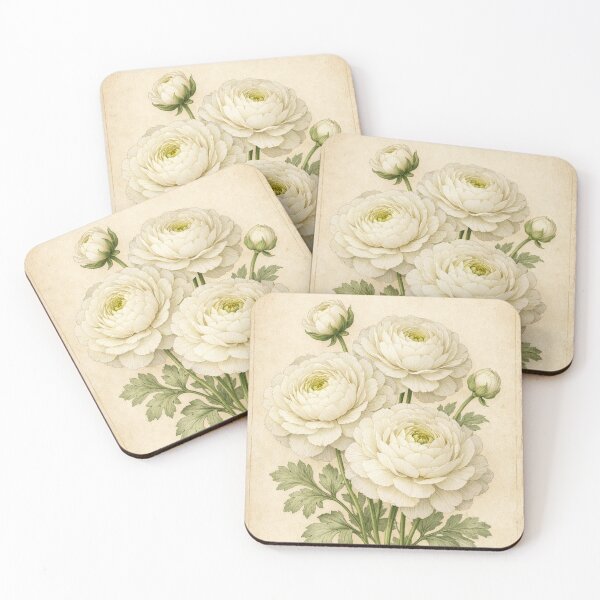 Item preview, Vintage Ranunculus Botanical Print – White Floral Antique Illustration designed and sold by Darlin8888.