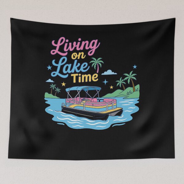 Item preview, Living on Lake Time Cute Pontoon Boat Summer designed and sold by KroghDs.