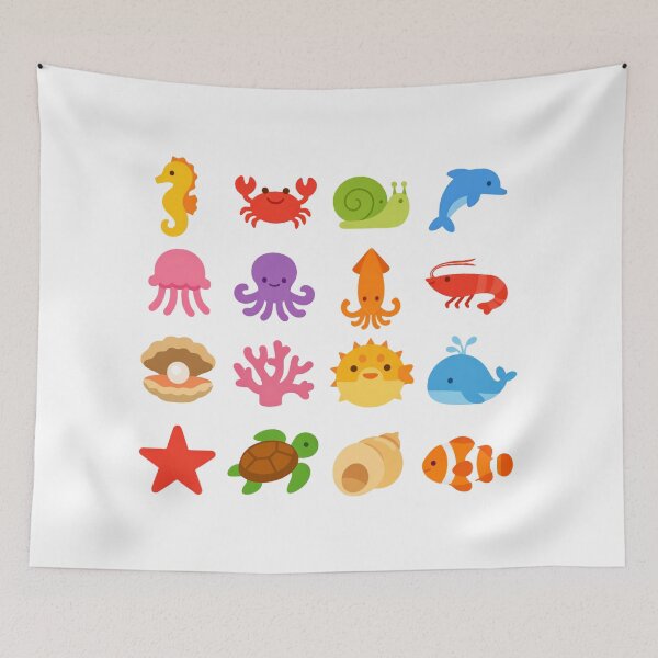 Item preview, Kawaii Sea Life Icons – Pastel Ocean Friends Graphic Set designed and sold by FatmaElhofy.