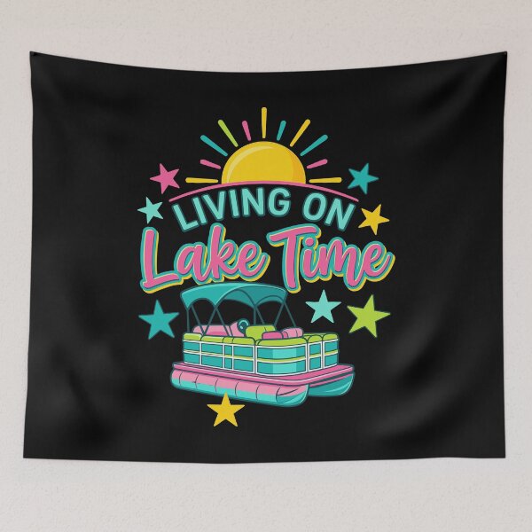 Item preview, Living on Lake Time Cute Pontoon Boat Summer designed and sold by KroghDs.