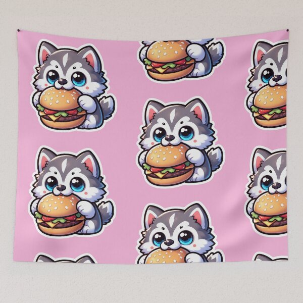 Item preview, Cute Husky Burger Kawaii Sticker designed and sold by carestazafeli.