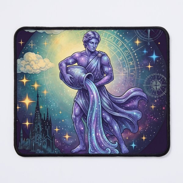 Item preview, Celestial Aquarius Zodiac - Majestic Galaxy Water Bearer Aesthetic Art designed and sold by artscripts.