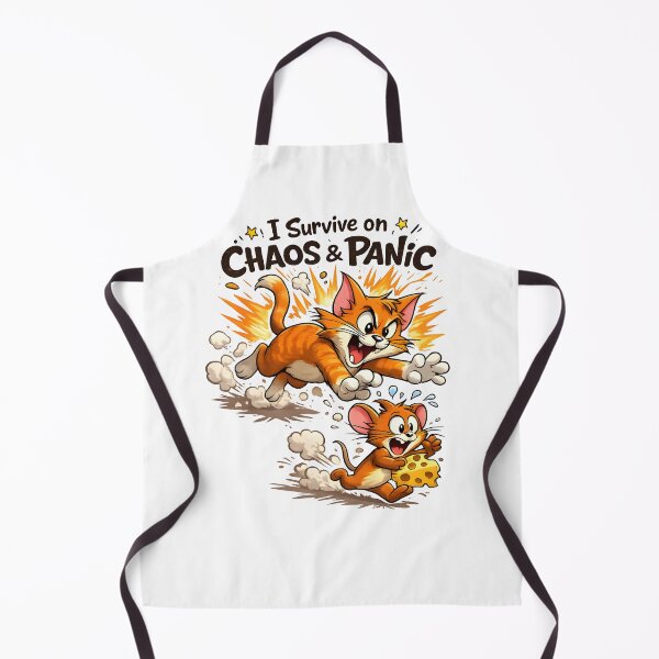 Item preview, I Survive on Chaos and Panic Funny Cat and Mouse Cartoon Sticker designed and sold by Aurora Prints.