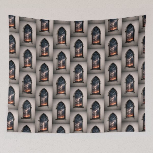 Item preview, Window to the Soul | Gothic Arch Fine Line Architecture Stormy Sky Art designed and sold by Studio77-Gothic.