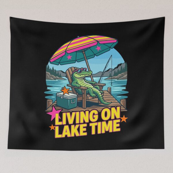Item preview, Living on Lake Time Alligator Fishing Summer designed and sold by KroghDs.