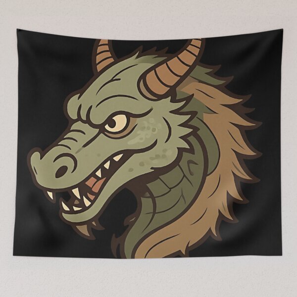 Item preview, Green Forest Dragon Head - Aggressive Venomous Wyvern Art designed and sold by DarkOriginArts.