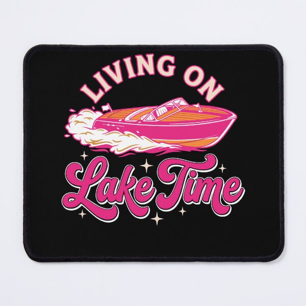 Item preview, Living on Lake Time Pink Retro Boat Summer designed and sold by KroghDs.