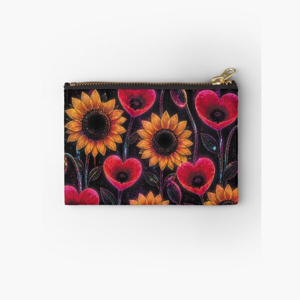 Item preview, Sunflowers and Heart Flowers Cyberpunk - Futuristic Japanese Floral Neon Design designed and sold by charlypicazo.