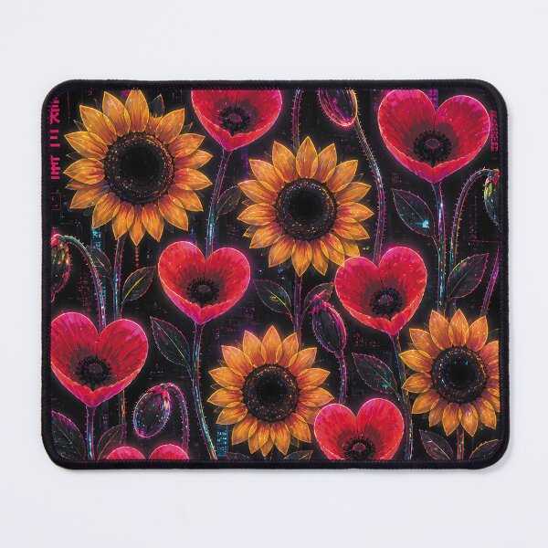 Item preview, Sunflowers and Heart Flowers Cyberpunk - Futuristic Japanese Floral Neon Design designed and sold by charlypicazo.