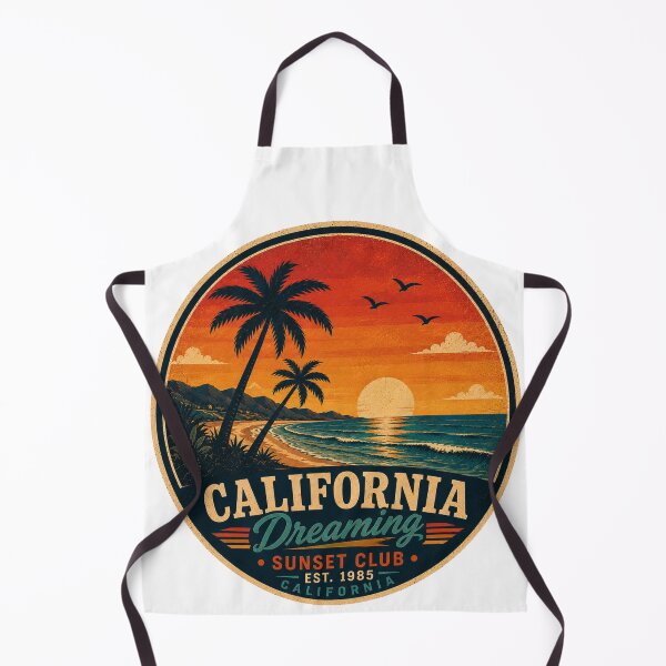 Aperçu de l'œuvre Insigne rétro CALIFORNIA DREAMING – Graphisme côtier vintage créée et vendue par Mac Sketches.