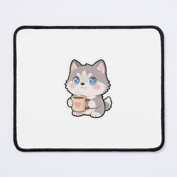 Item preview, Cute Husky Drinking Coffee Kawaii Sticker| Adorable Dog Lover Design designed and sold by carestazafeli.