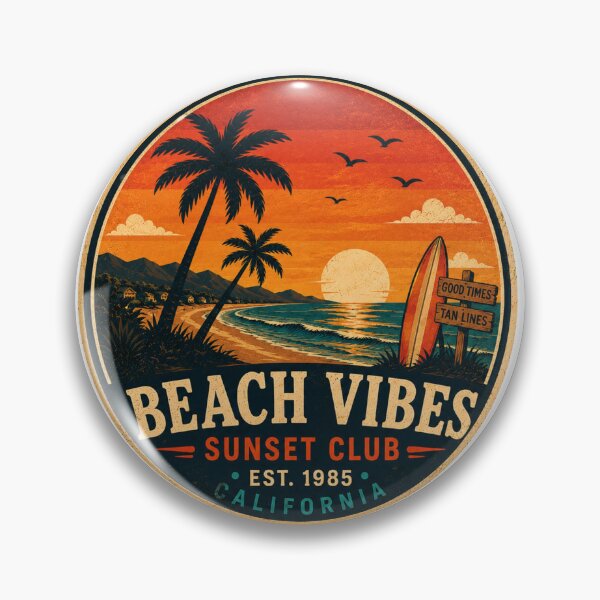 Item preview, BEACH VIBES Retro Badge – Vintage Coastal Graphic designed and sold by Mac Sketches.