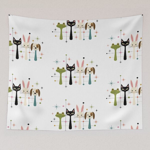 Item preview, Retro Animal Faces Vector Graphic Design designed and sold by ArtoryNest.