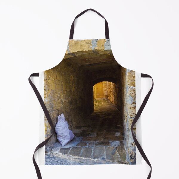 Item preview, Narrow Stone Alleyway With Arched Passage and Yellow Doorway Evoking Mystery and Solitude designed and sold by Nmallia.
