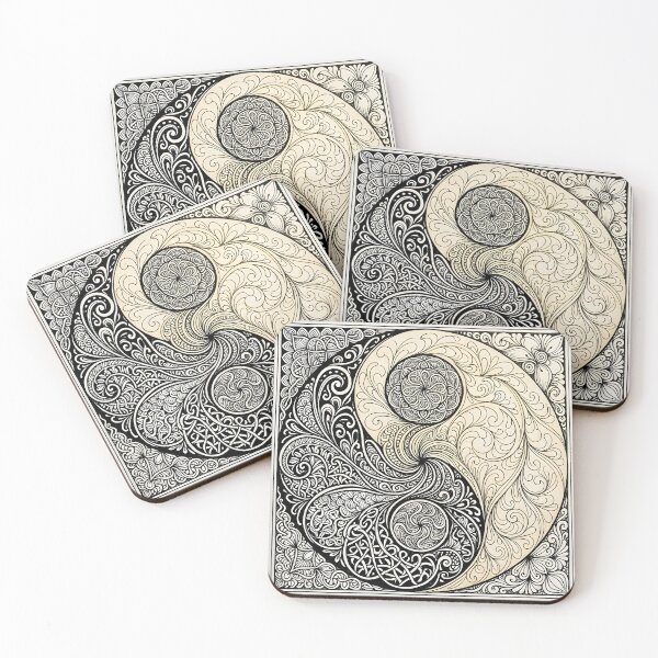 Item preview, Yin Yang Mandala Art - Intricate Scrollwork Design designed and sold by Sybille-Yates.