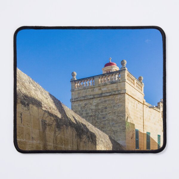 Item preview, Sunlit Mediterranean Alley With Limestone Walls, Red Domed Chapel, and Clear Blue Sky designed and sold by Nmallia.