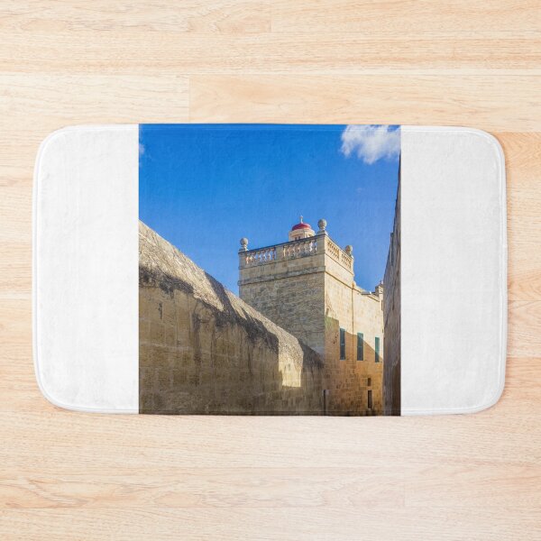 Item preview, Sunlit Mediterranean Alley With Limestone Walls, Red Domed Chapel, and Clear Blue Sky designed and sold by Nmallia.